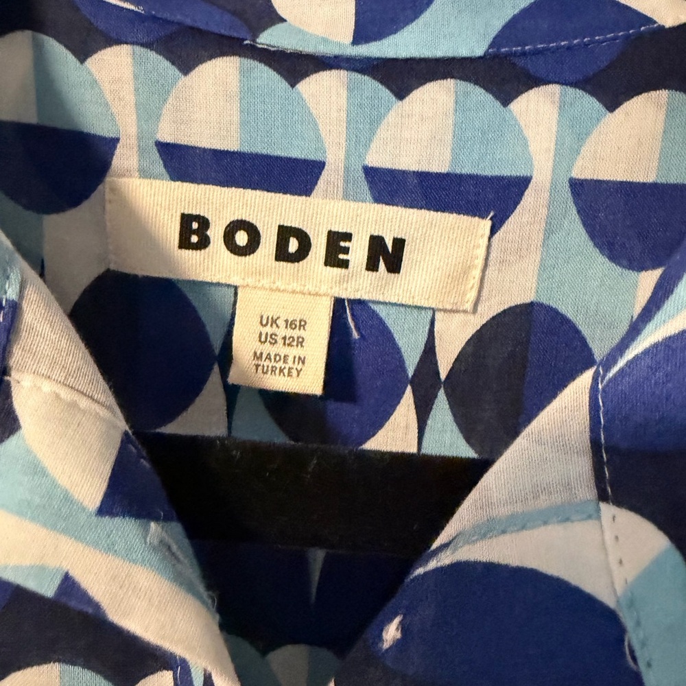 Boden Navy and Light Blue Geometric Button-Up Shirt - Picture 2 of 4